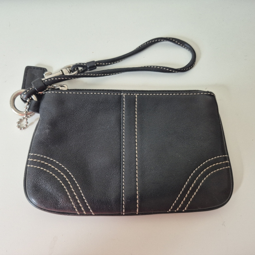 Coach Vintage Black Leather Wristlet O/S